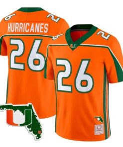Hurricanes Jersey #26 Miami Hurricanes Throwback Florida Patch Stitched by My Store NCAA Football Jerseys