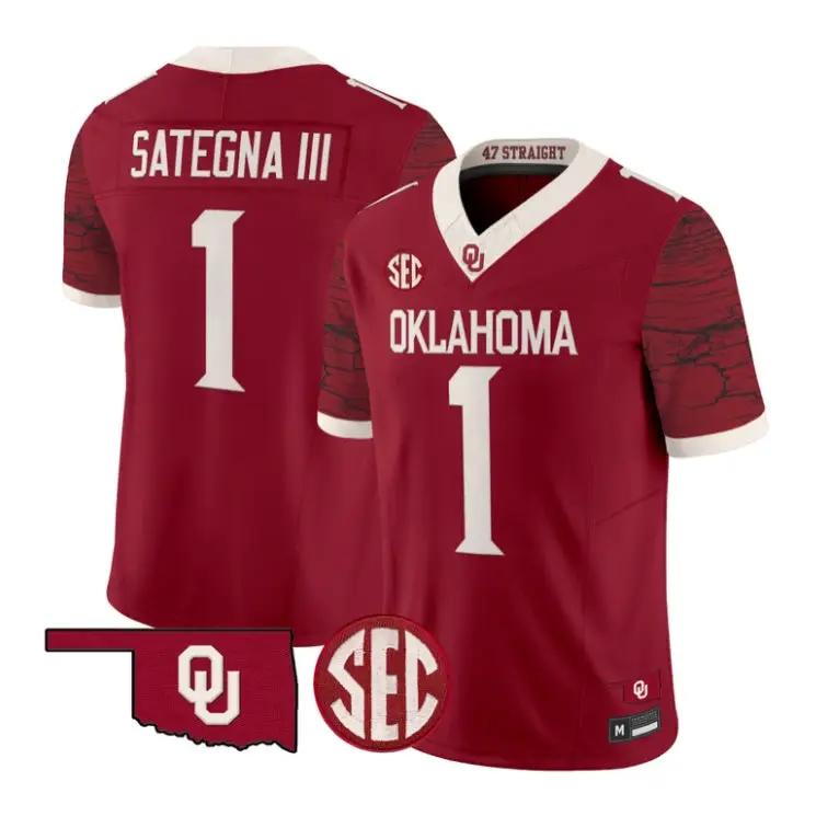 Isaiah Sategna III Jesey #1 Oklahoma Sooners 2026 Rough Rider Stitched 2 Isaiah Sategna III Jesey #1 Oklahoma Sooners 2026 Rough Rider Stitched by My Store NCAA Football Jerseys