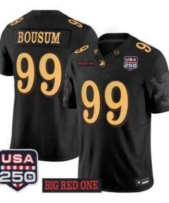 Jack Bousum Jersey #99 Army Black Knights 2026 Big Red One USA250 Patch Stitched by My Store NCAA Football Jerseys