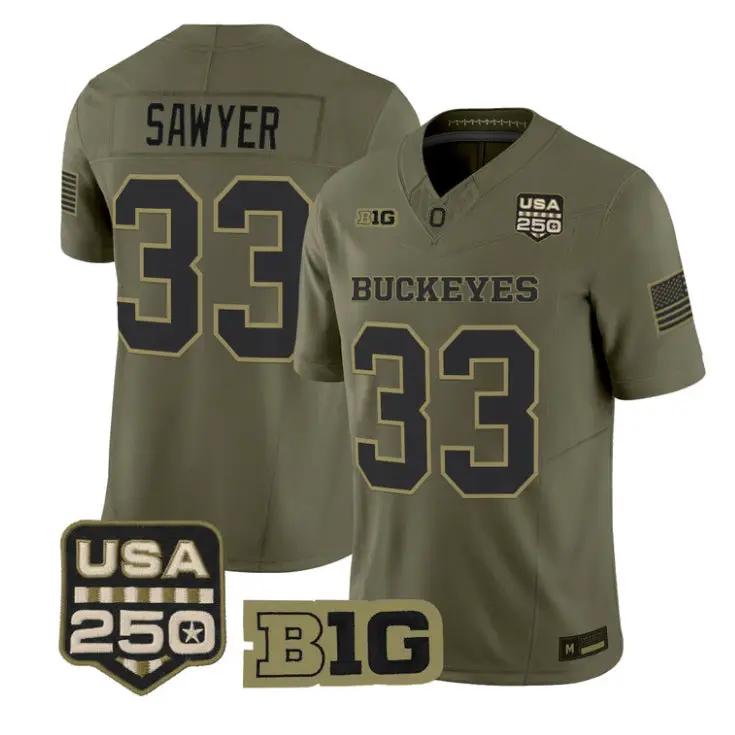 Jack Sawyer Jersey #33 Ohio State Buckeyes 2026 Salute to Service Stitched Olive 1 Jack Sawyer Jersey #33 Ohio State Buckeyes 2026 Salute to Service Stitched Olive by My Store NCAA Football Jerseys