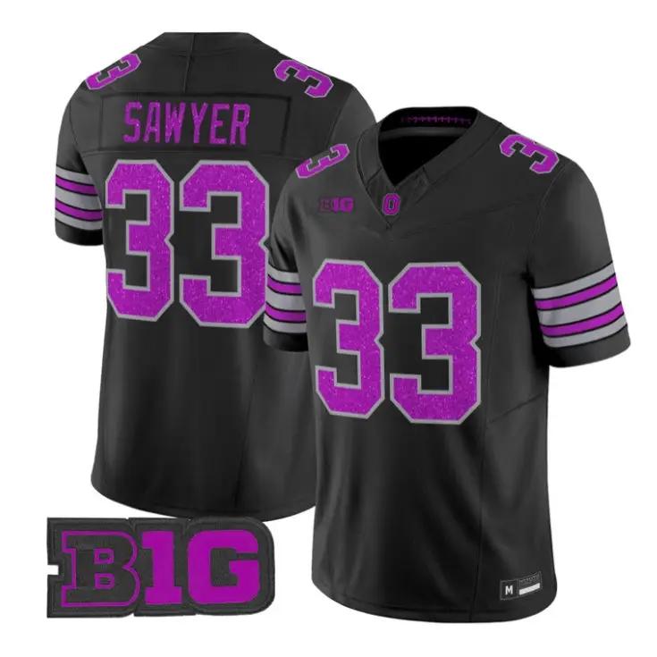 Jack Sawyer Jersey #33 Ohio State Buckeyes Glitter Vapor All Stitched 4 Jack Sawyer Jersey #33 Ohio State Buckeyes Glitter Vapor All Stitched by My Store NCAA Football Jerseys