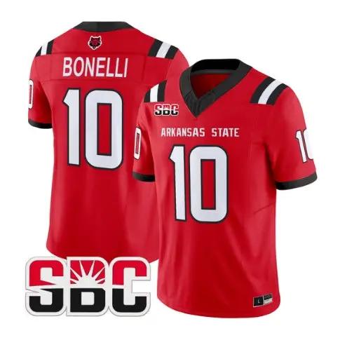 Jaylen Bonelli Jersey #10 Arkansas State Red Wolves 2026 Stitched 2 Jaylen Bonelli Jersey #10 Arkansas State Red Wolves 2026 Stitched by My Store NCAA Football Jerseys
