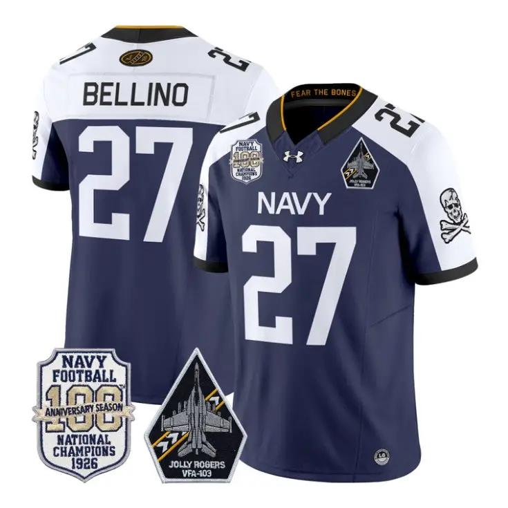 Joe Bellino Jersey #27 Navy Midshipmen 100th Anni Patch All Stitched 3 Joe Bellino Jersey #27 Navy Midshipmen 100th Anni Patch All Stitched by My Store NCAA Football Jerseys