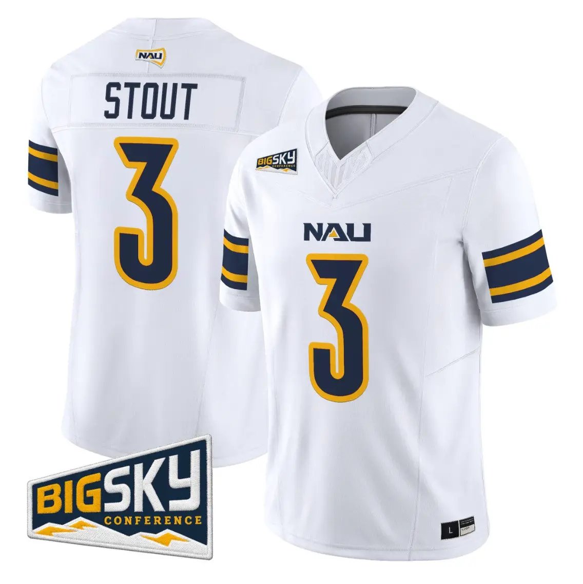 Joey_Stout_Jersey_3_Northern_Arizona_Lumberjacks_2026_Vapor_Stitched_White - Malcom Terry Joey Stout Jersey #3 Northern Arizona Lumberjacks 2026 Vapor Stitched by My Store NCAA Football Jerseys
