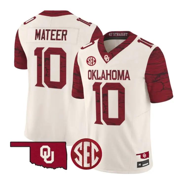 John Mateer Jesey #10 Oklahoma Sooners 2026 Rough Rider Vapor Stitched 1 John Mateer Jesey #10 Oklahoma Sooners 2026 Rough Rider Vapor Stitched by My Store NCAA Football Jerseys