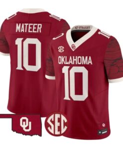 John Mateer Jesey #10 Oklahoma Sooners 2026 Rough Rider Vapor Stitched by My Store NCAA Football Jerseys
