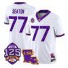Jordan Seaton Jersey #77 LSU Tigers Silent Season of 1918 Louisiana Patch Stitched by My Store NCAA Football Jerseys