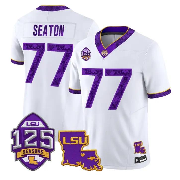 Jordan Seaton Jersey #77 LSU Tigers Silent Season of 1918 Louisiana Patch Stitched 1 Jordan Seaton Jersey #77 LSU Tigers Silent Season of 1918 Louisiana Patch Stitched by My Store NCAA Football Jerseys