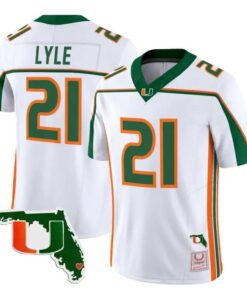 Jordan Lyle Jersey #21 Miami Hurricanes Throwback Florida Patch Stitched by My Store NCAA Football Jerseys