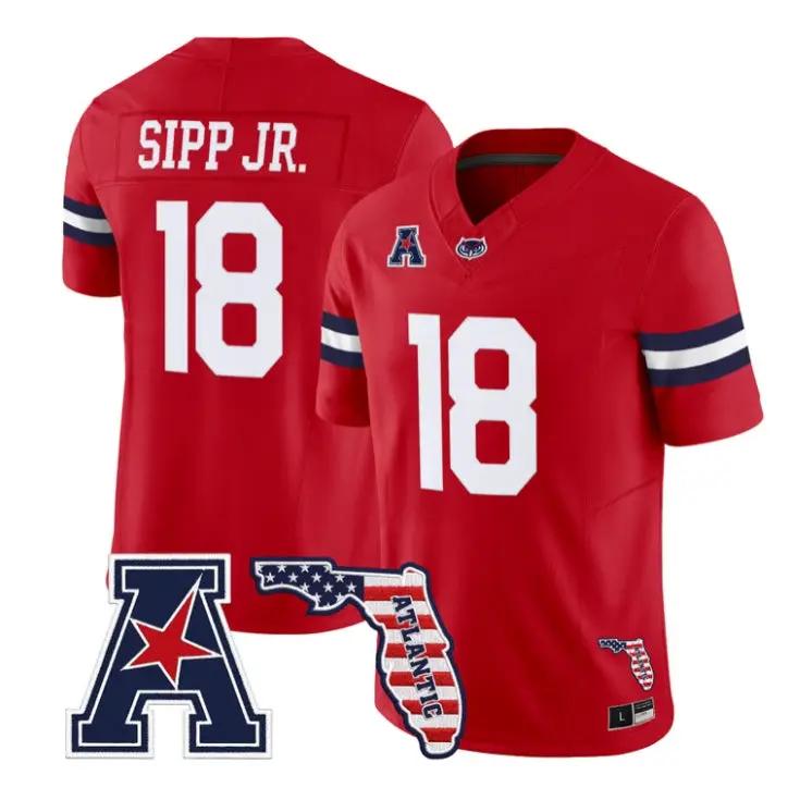 Joseph Sipp Jr Jersey #18 Florida Atlantic Owls 2026 Florida Patch Stitched by My Store NCAA Football Jerseys