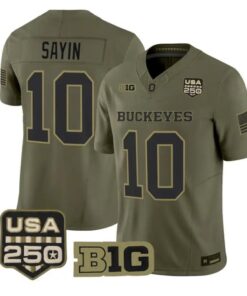 Julian Sayin Jersey #10 Ohio State Buckeyes 2026 Salute to Service Stitched Olive by My Store NCAA Football Jerseys