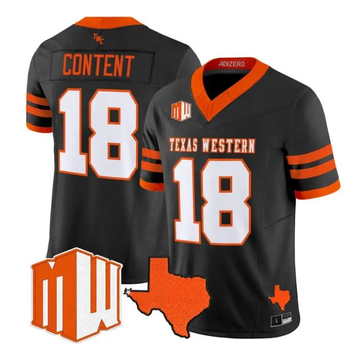 JustinContentJersey_18UTEPMiners2026GoingDarkintheSunCityStitched - Malcom Terry Justin Content Jersey #18 UTEP Miners 2026 Going Dark in the Sun City Stitched by My Store NCAA Football Jerseys
