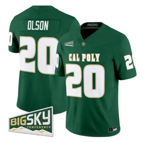 Kenny_Olson_Jersey_20_Cal_Poly_Mustangs_2026_Vapor_Stitched_Green - Malcom Terry Kenny Olson Jersey #20 Cal Poly Mustangs 2026 All Stitched by My Store NCAA Football Jerseys