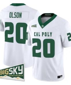 Kenny_Olson_Jersey_20_Cal_Poly_Mustangs_2026_Vapor_Stitched_White - Malcom Terry Kenny Olson Jersey #20 Cal Poly Mustangs 2026 All Stitched by My Store NCAA Football Jerseys