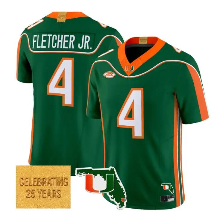Mark Fletcher Jr Jersey #4 Miami Hurricanes 2001 Throwback 2026 Stitched 1 Mark Fletcher Jr Jersey #4 Miami Hurricanes 2001 Throwback 2026 Stitched by My Store NCAA Football Jerseys