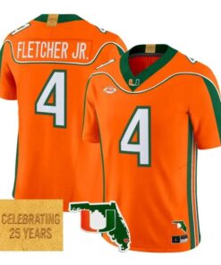 Mark Fletcher Jr Jersey #4 Miami Hurricanes 2001 Throwback 2026 Stitched 5 Mark Fletcher Jr Jersey #4 Miami Hurricanes 2001 Throwback 2026 Stitched by My Store NCAA Football Jerseys