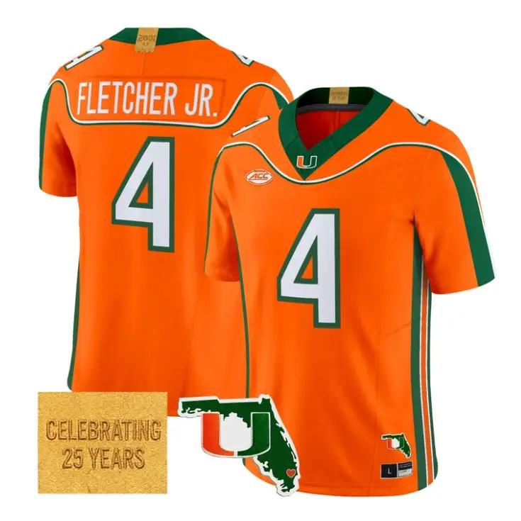 Mark Fletcher Jr Jersey #4 Miami Hurricanes 2001 Throwback 2026 Stitched 2 Mark Fletcher Jr Jersey #4 Miami Hurricanes 2001 Throwback 2026 Stitched by My Store NCAA Football Jerseys