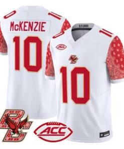 Mason McKenzie Jersey #10 Boston College Eagles Red Bandanna Stitched by My Store NCAA Football Jerseys