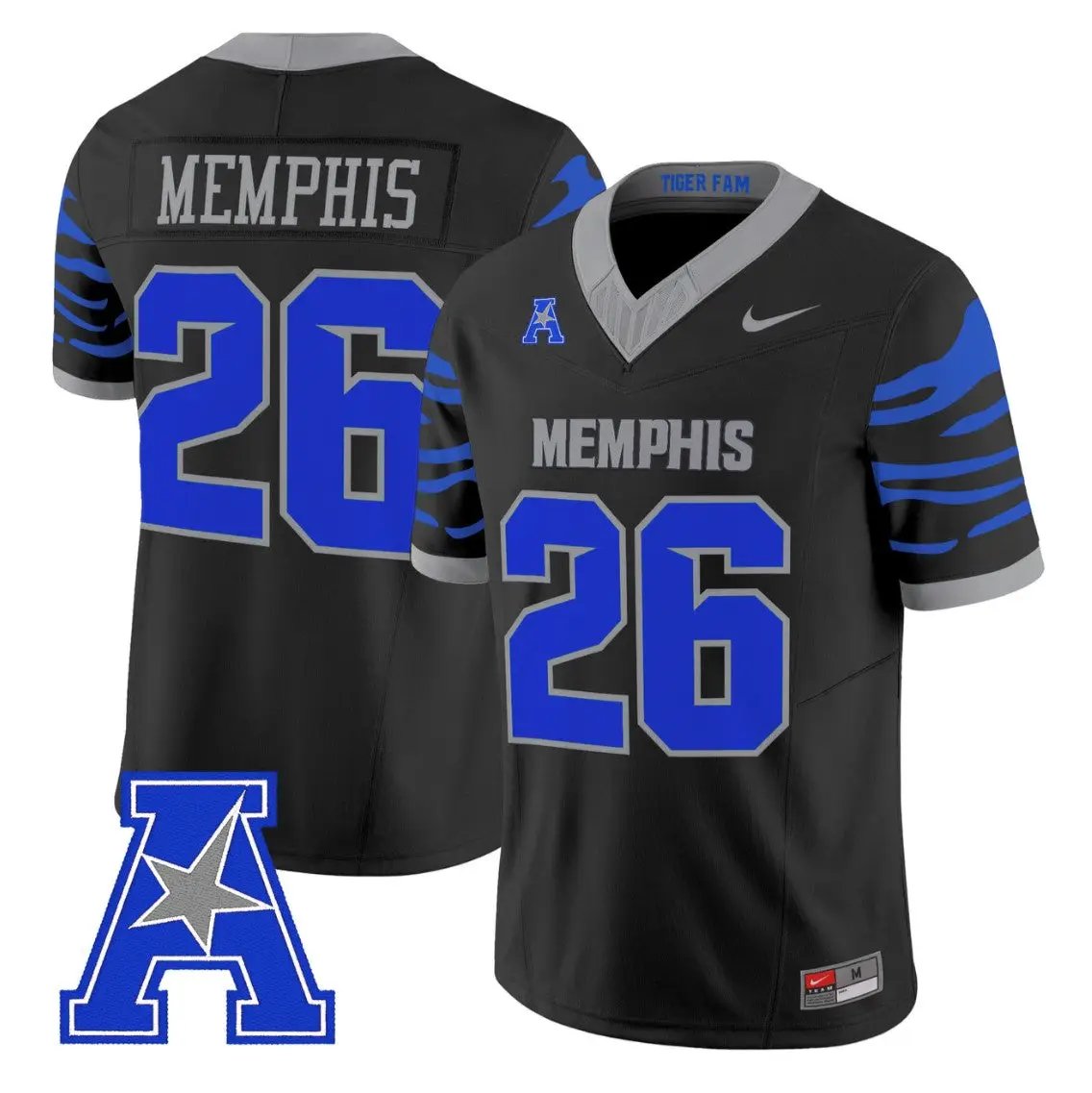 Memphis_Jersey_26_Memphis_Tigers_2026_Vapor_Limited_Stitched_Black - Malcom Terry Memphis Jersey #26 Memphis Tigers 2026 Vapor Limited Stitched by My Store NCAA Football Jerseys