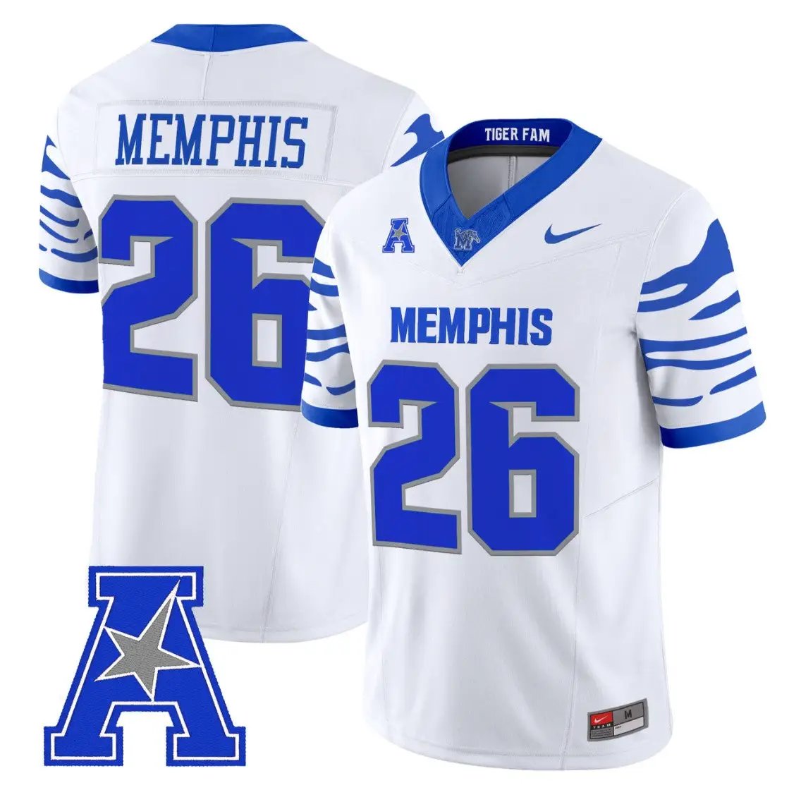 Memphis_Jersey_26_Memphis_Tigers_2026_Vapor_Limited_Stitched_White - Malcom Terry Memphis Jersey #26 Memphis Tigers 2026 Vapor Limited Stitched by My Store NCAA Football Jerseys