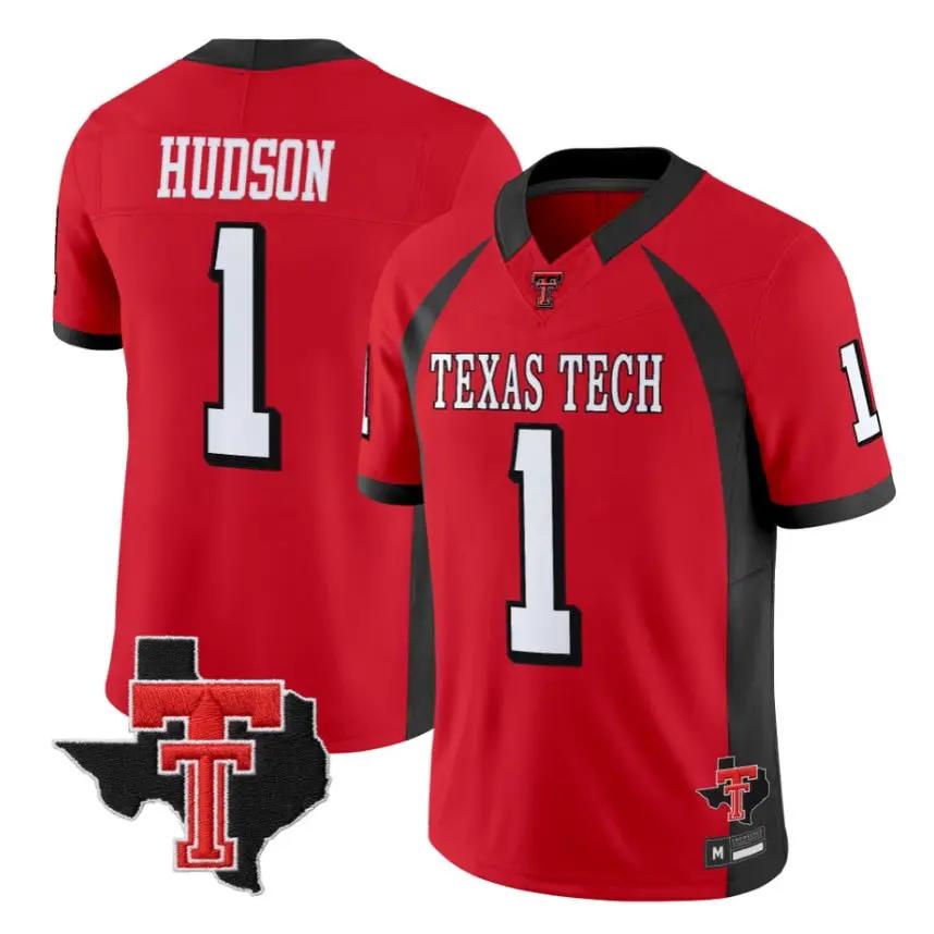 Micah Hudson Jersey #1 Texas Tech Red Raiders 2026 Texas Patch All Stitched 1 Micah Hudson Jersey #1 Texas Tech Red Raiders 2026 Texas Patch All Stitched by My Store NCAA Football Jerseys