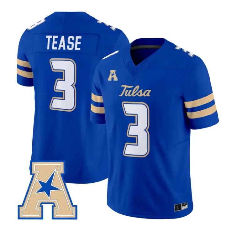 Micah Tease Jersey #3 Tulsa Golden Hurricane 2026 Limited Stitched by My Store NCAA Football Jerseys