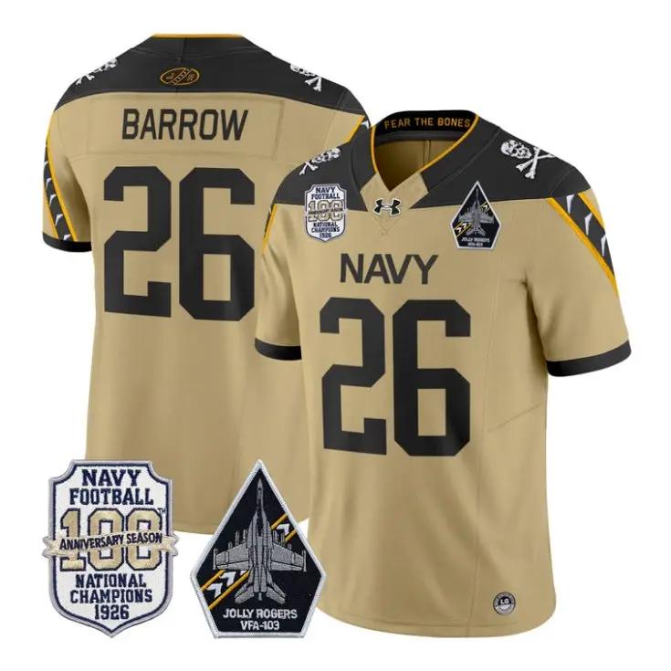 Michael Barrow Jersey #26 Navy Midshipmen 100th Anni Patch Stitched 2 Michael Barrow Jersey #26 Navy Midshipmen 100th Anni Patch Stitched by My Store NCAA Football Jerseys