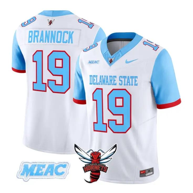 Noah Brannock Jersey #19 Delaware State Hornets 2026 Vapor Stitched by My Store NCAA Football Jerseys