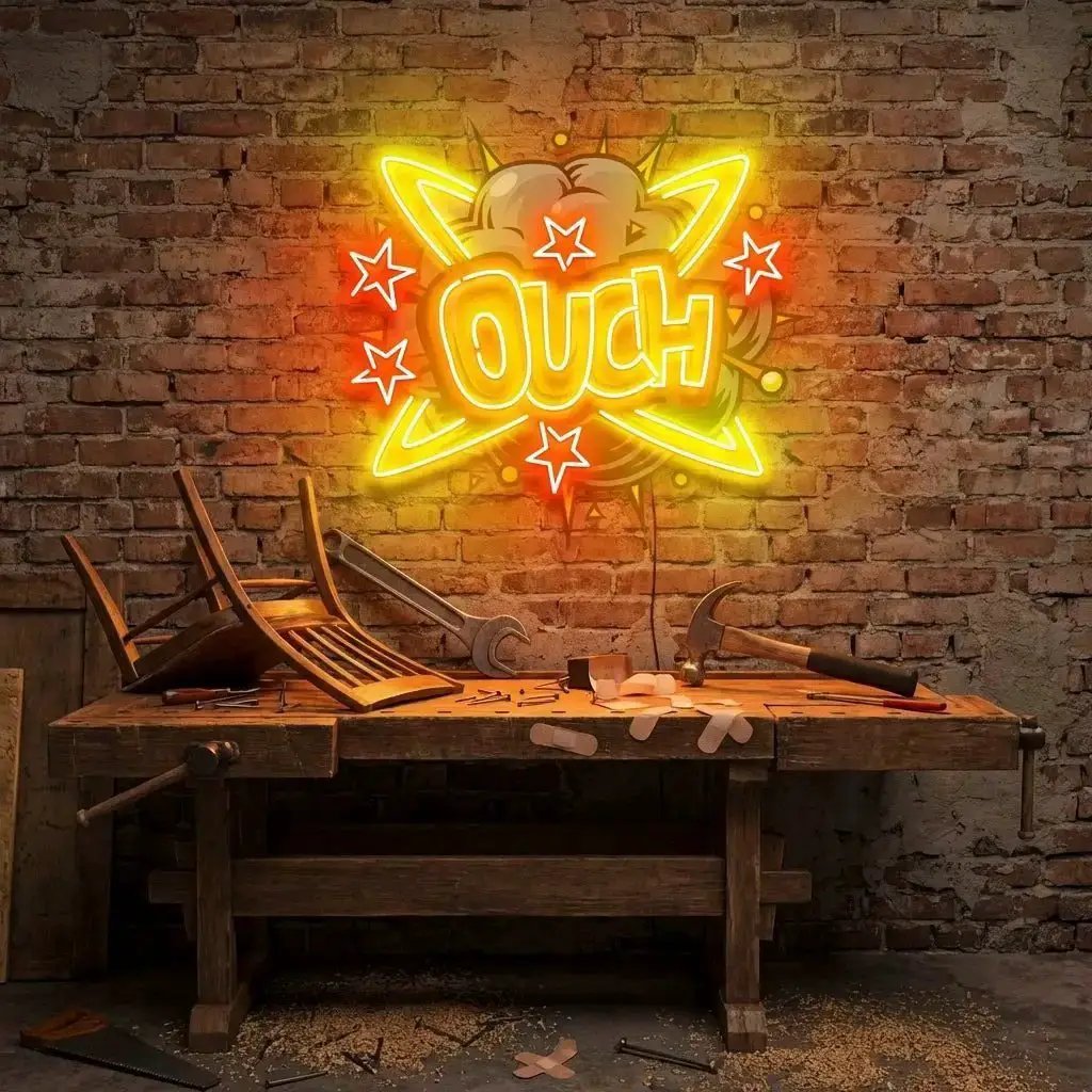 OUCH1-1 - Malcom Terry Ouch Artwork Led Neon Sign Light by VN339