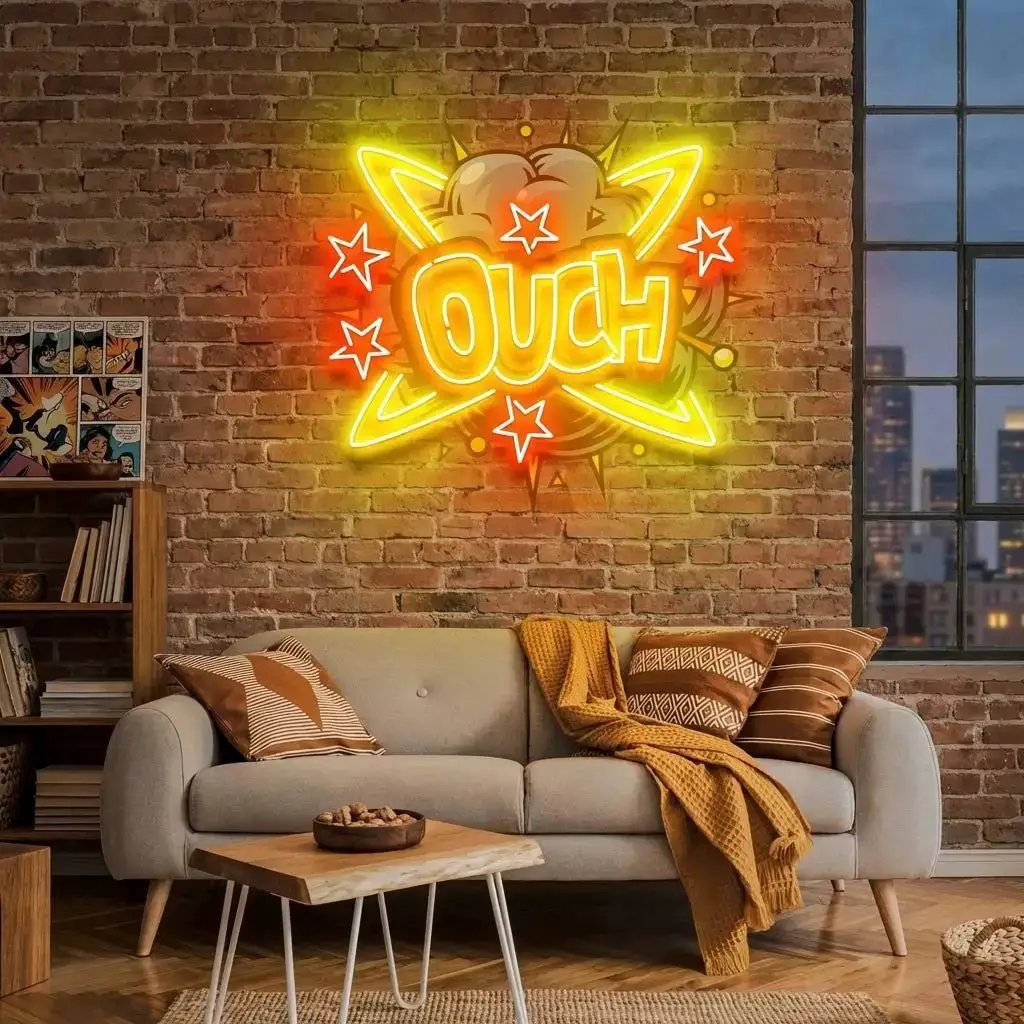 OUCH1-2 - Malcom Terry Ouch Artwork Led Neon Sign Light by VN339