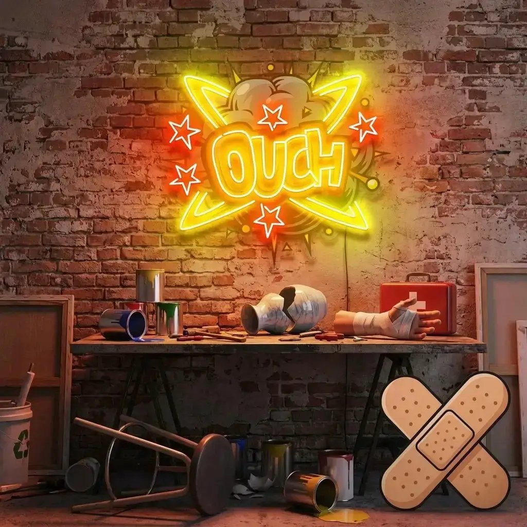 OUCH2 - Malcom Terry Ouch Artwork Led Neon Sign Light by VN339