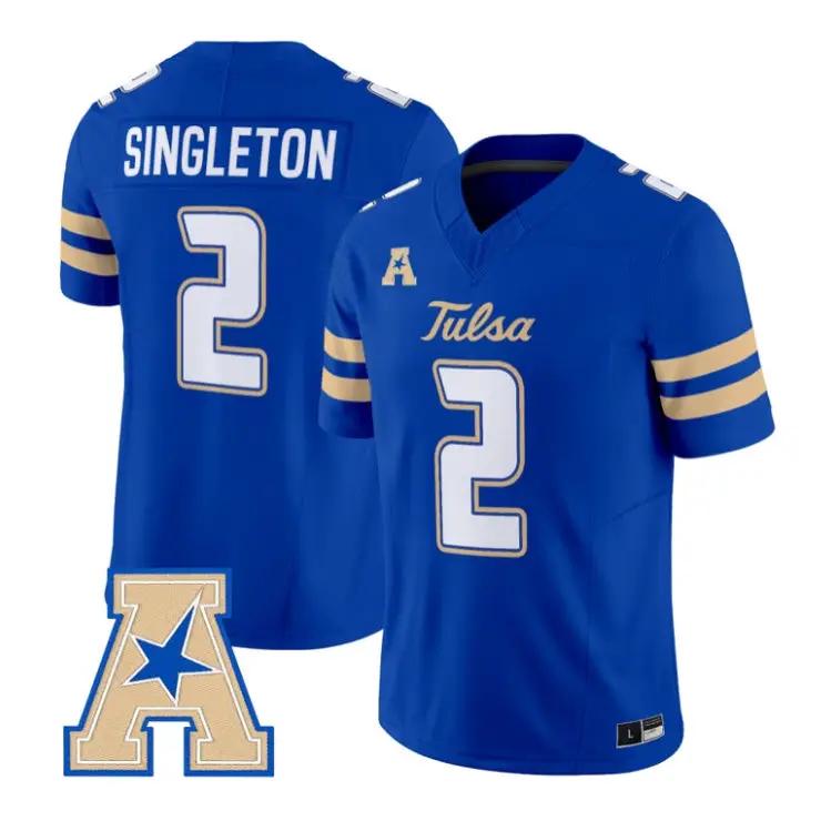 Oran Singleton Jr Jersey #2 Tulsa Golden Hurricane 2026 All Stitched by My Store NCAA Football Jerseys