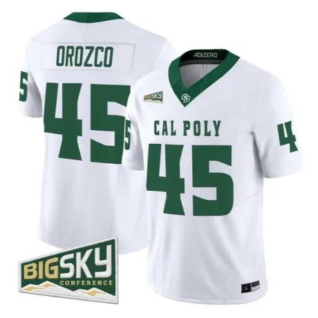 Osbaldo_Orozco_Jersey_45_Cal_Poly_Mustangs_2026_All_Stitched_White - Malcom Terry Osbaldo Orozco Jersey #45 Cal Poly Mustangs 2026 All Stitched by My Store NCAA Football Jerseys