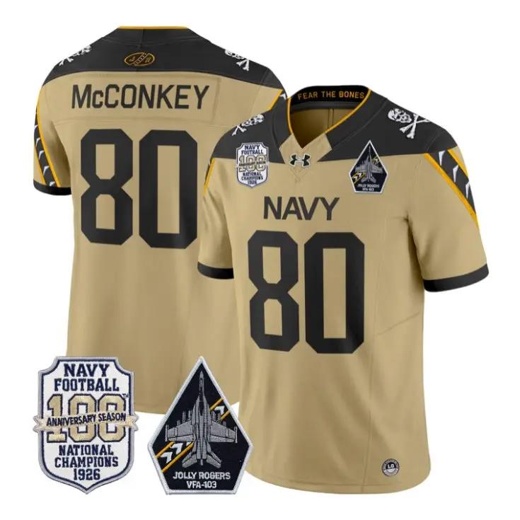 Phil McConkey Jersey #80 Navy Midshipmen 100th Anni Patch Stitched by My Store NCAA Football Jerseys