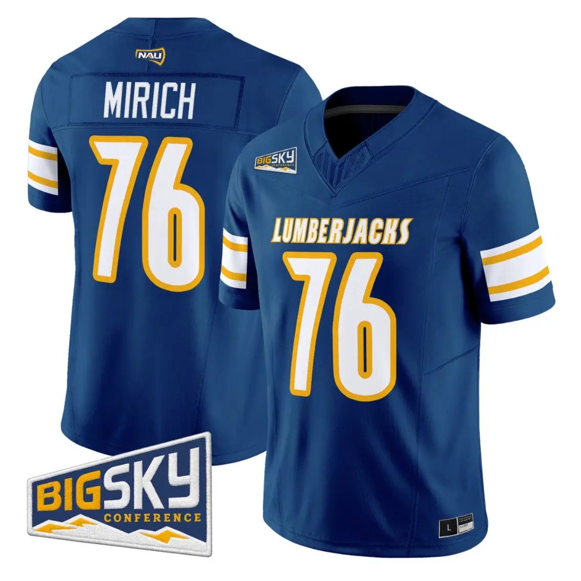 Rex_Mirich_Jersey_76_Northern_Arizona_Lumberjacks_2026_Vapor_Stitched_Navy - Malcom Terry Rex Mirich Jersey #76 Northern Arizona Lumberjacks 2026 Vapor Stitched by My Store NCAA Football Jerseys