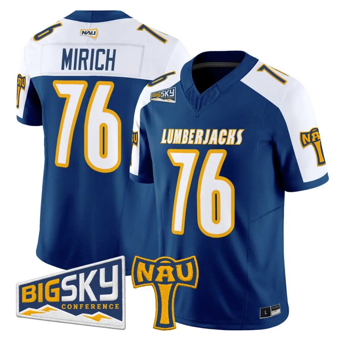 Rex_Mirich_Jersey_76_Northern_Arizona_Lumberjacks_2026_Vapor_Stitched_Navy_Alter - Malcom Terry Rex Mirich Jersey #76 Northern Arizona Lumberjacks 2026 Vapor Stitched by My Store NCAA Football Jerseys