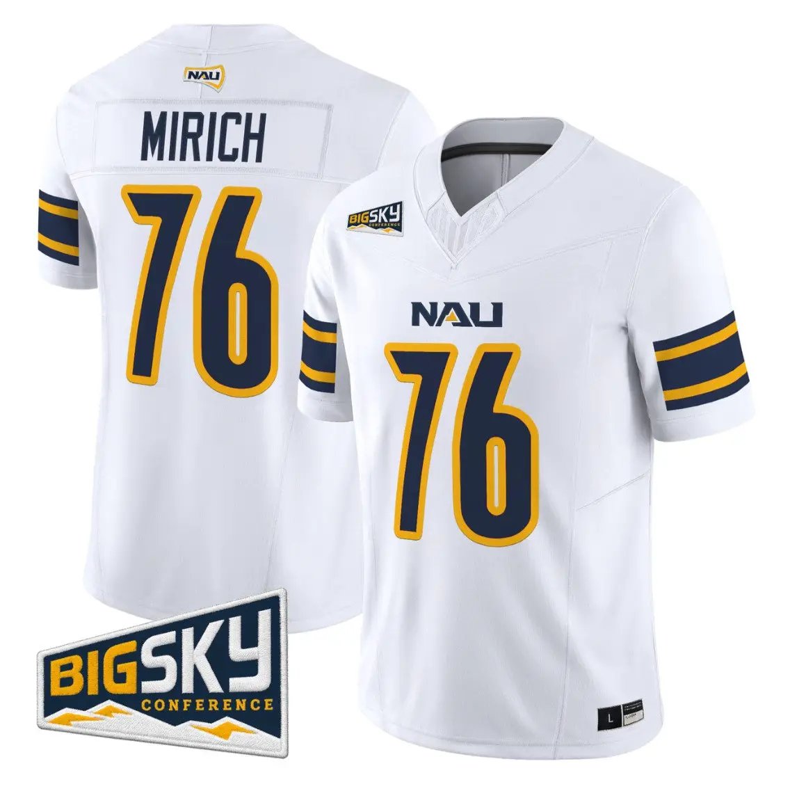 Rex_Mirich_Jersey_76_Northern_Arizona_Lumberjacks_2026_Vapor_Stitched_White - Malcom Terry Rex Mirich Jersey #76 Northern Arizona Lumberjacks 2026 Vapor Stitched by My Store NCAA Football Jerseys