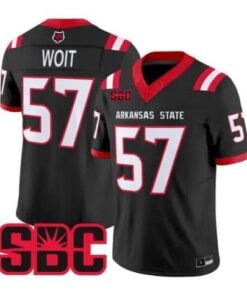 Richie Woit Jersey #57 Arkansas State Red Wolves 2026 Stitched by My Store NCAA Football Jerseys