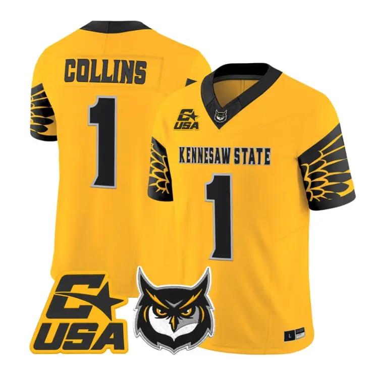 Rickie Collins Jersey #1 Kennesaw State Owls 2026 Limited Stitched 4 Rickie Collins Jersey #1 Kennesaw State Owls 2026 Limited Stitched by My Store NCAA Football Jerseys