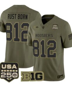 Rust Born Jersey #812 Indiana Hoosiers 2026 Salute to Service All Stitched Olive by My Store NCAA Football Jerseys