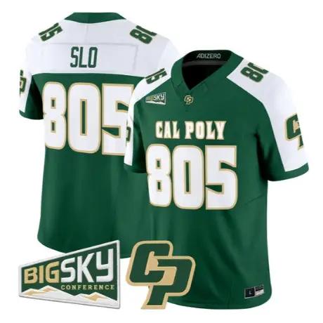 SLO_Jersey_805_Cal_Poly_Mustangs_2026_Limited_All_Stitched_Green_Alter - Malcom Terry SLO Jersey #805 Cal Poly Mustangs 2026 Limited All Stitched by My Store NCAA Football Jerseys