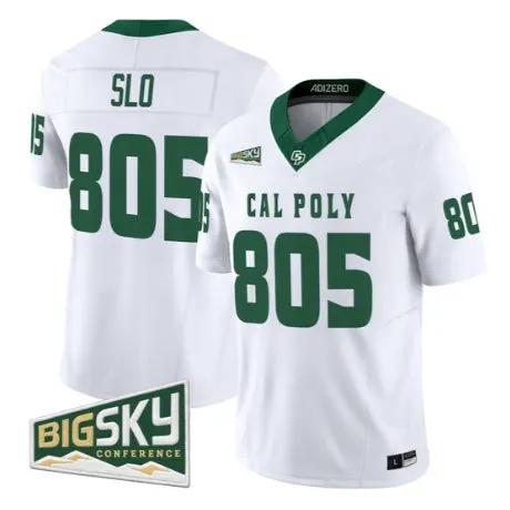 SLO_Jersey_805_Cal_Poly_Mustangs_2026_Vapor_Limited_Stitched_White - Malcom Terry SLO Jersey #805 Cal Poly Mustangs 2026 Limited All Stitched by My Store NCAA Football Jerseys
