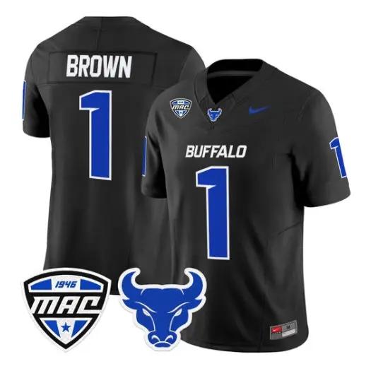 SaVeon_Brown_Jersey_1_Buffalo_Bulls_2026_All_Stitched_Black - Malcom Terry SaVeon Brown Jersey #1 Buffalo Bulls 2026 All Stitched by My Store NCAA Football Jerseys
