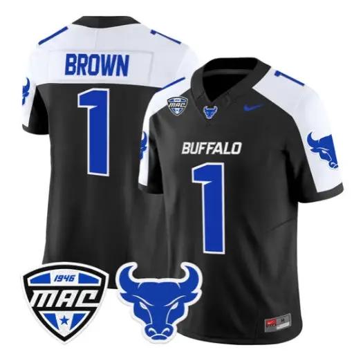 SaVeon_Brown_Jersey_1_Buffalo_Bulls_2026_All_Stitched_Black_Alter - Malcom Terry SaVeon Brown Jersey #1 Buffalo Bulls 2026 All Stitched by My Store NCAA Football Jerseys