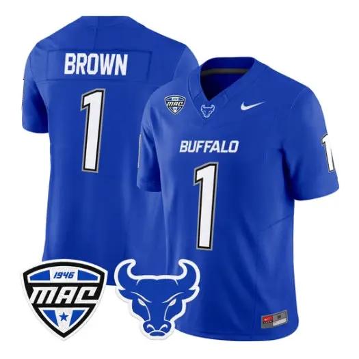 SaVeon_Brown_Jersey_1_Buffalo_Bulls_2026_All_Stitched_Blue - Malcom Terry SaVeon Brown Jersey #1 Buffalo Bulls 2026 All Stitched by My Store NCAA Football Jerseys