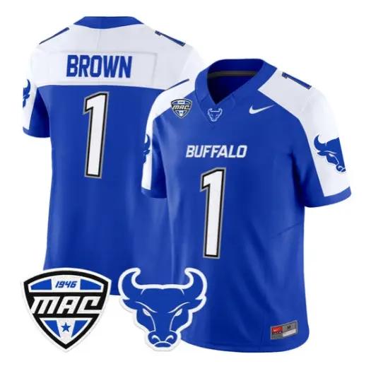 SaVeon_Brown_Jersey_1_Buffalo_Bulls_2026_All_Stitched_Blue_Alter - Malcom Terry SaVeon Brown Jersey #1 Buffalo Bulls 2026 All Stitched by My Store NCAA Football Jerseys
