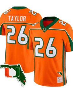 Sean Taylor Jersey #26 Miami Hurricanes Throwback Florida Patch Stitched by My Store NCAA Football Jerseys