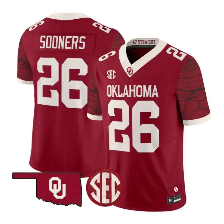 Sooners Jesey #26 Oklahoma Sooners 2026 Rough Rider Vapor All Stitched 2 Sooners Jesey #26 Oklahoma Sooners 2026 Rough Rider Vapor All Stitched by My Store NCAA Football Jerseys