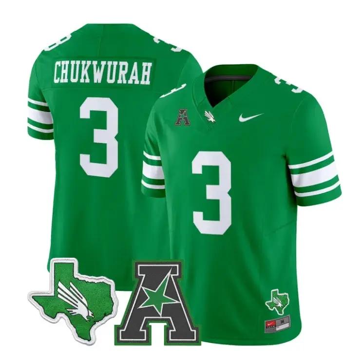 TJ Chukwurah Jersey #3 North Texas Mean Green 2026 Limited Stitched by My Store NCAA Football Jerseys