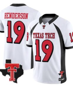 Taurean Henderson Jersey #19 Texas Tech Red Raiders 2026 Texas Patch Stitched by My Store NCAA Football Jerseys